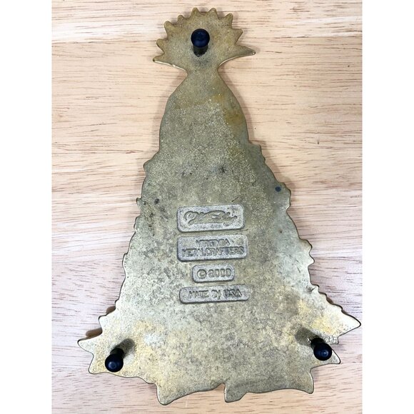 VIRGINIA METALCRAFTERS Brass Christmas Tree Trivet Williamsburg Pineapple VTG - Picture 4 of 10
